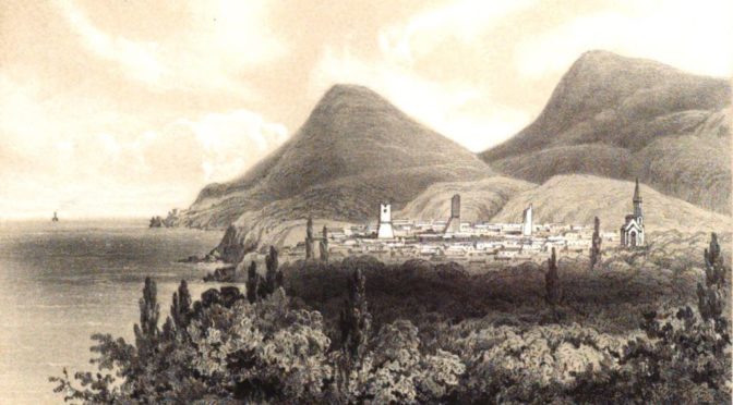 Замок Алустон (Алушта). Литография по рисунку В.О. Руссена.